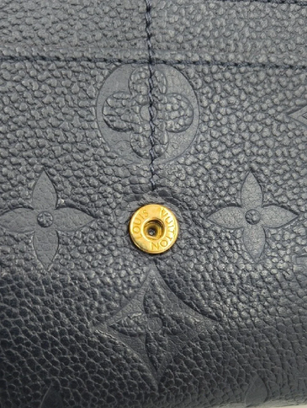 Louis Vuitton Dark Navy Empreinte Leather Sarah Wallet with Gold Tone Snap